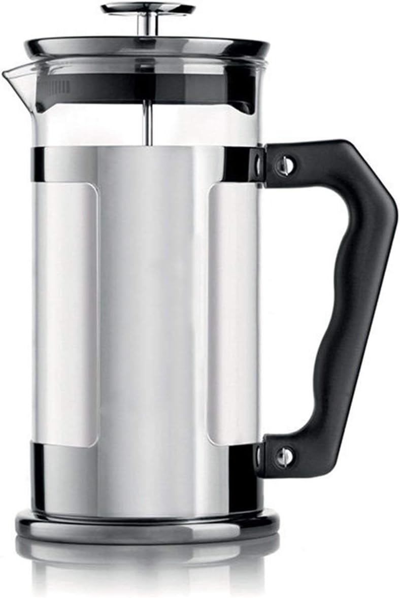 Izolowany ekspres do kawy French Press, ze stali nierdzewnej, 4 filiżanki do zaparzania, szkło borokrzemowe 1,005 ml (przezroczyste)