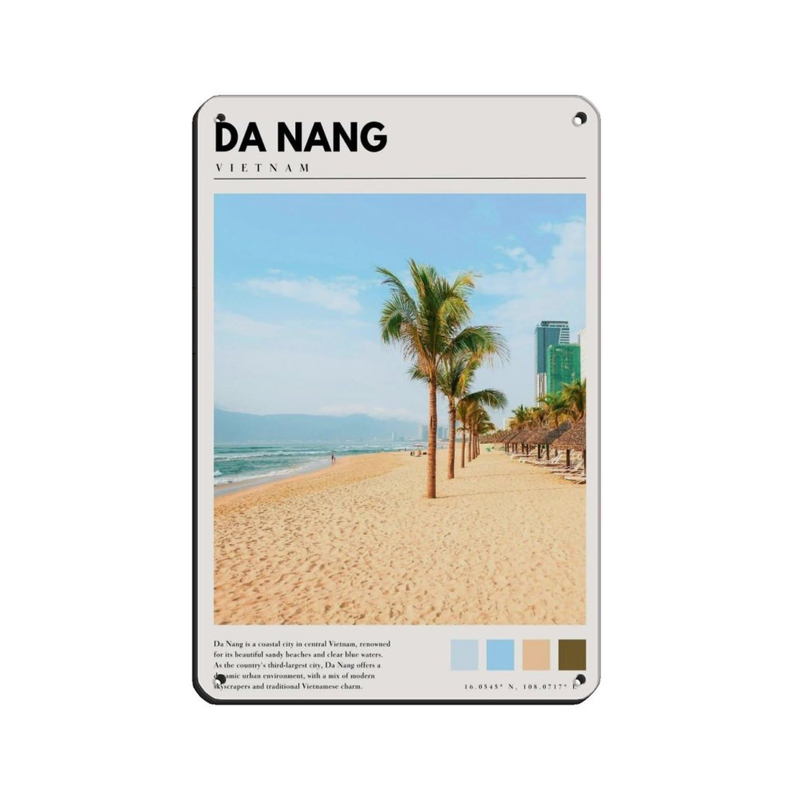Da Nang Vietnam Poster Vietnam Art Tin Sign Vintage Metal Pub Club Cafe Bar Home Wall Art Decoration Poster Retro 8x12inch(20x30cm)