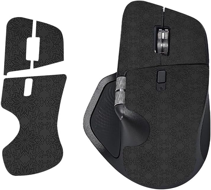 for Logitech MX Master4 Wireless Mouse Anti Slip Sticker,Sweat Absorbing,Wear-Resistant,Ultra-Thin,Esports Mouse Protective Film,Mouse Grip Tape Skate Handmade Sticker (Black Snowflake Pattern)