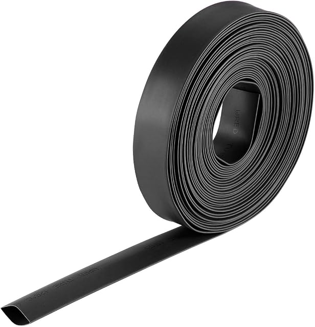 sourcing map Heat Shrink Tubing, 1/2"(12mm) Dia 2:1 Ratio Shrinkable Tube Cable Sleeve 7m - Black