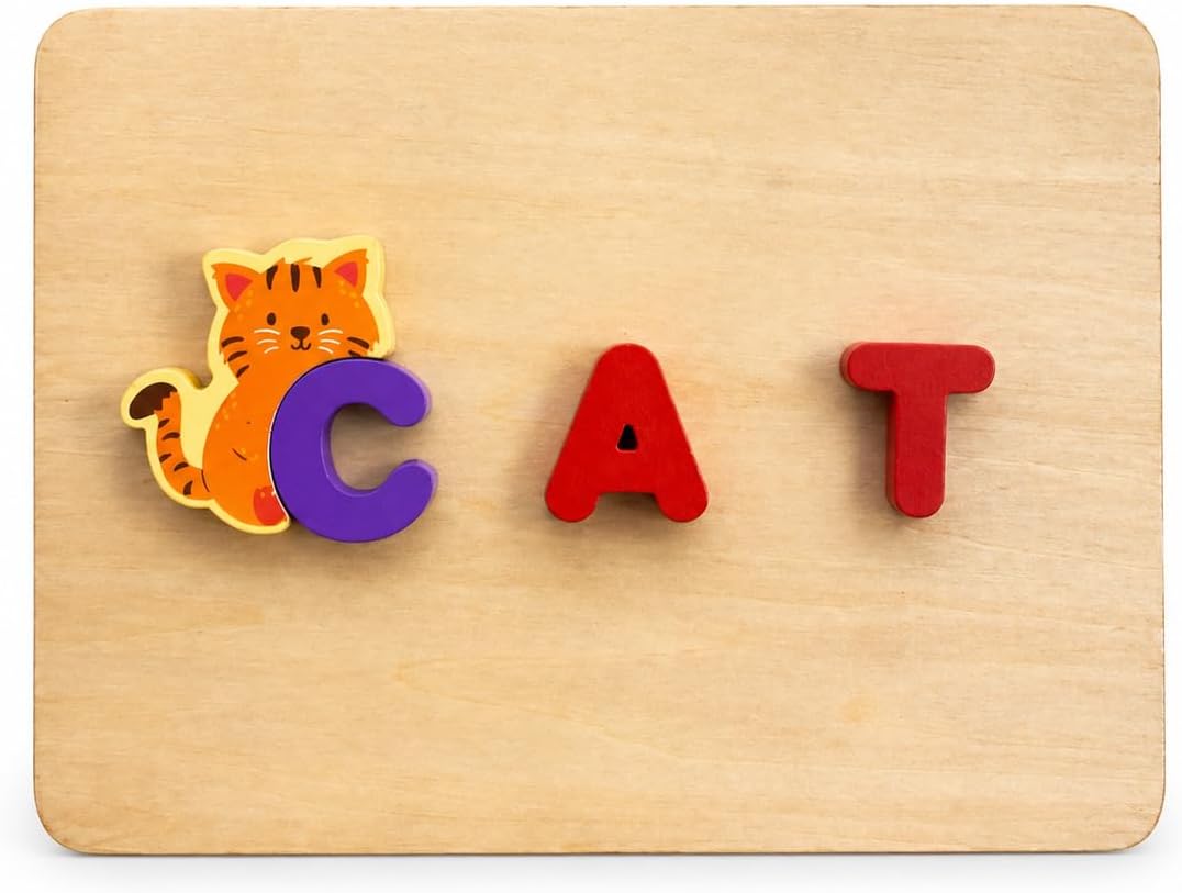 Wooden Montessori Alphabet Matching Toy for Kids Ages 3-7 | ABC Animal Letter Puzzle with Activity Cards & Storage Bag image 5