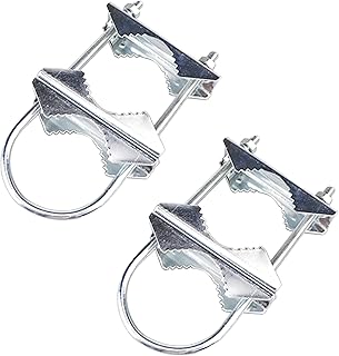Pole Clamp Double U-Bolt Pipe Clamp Fixed Stainless Steel Antenna V Jaw Bracket for TV CB Ham Antenna Double Antenna Mast Mount Bracket, Starlink Mounting Kit, Pack of 2