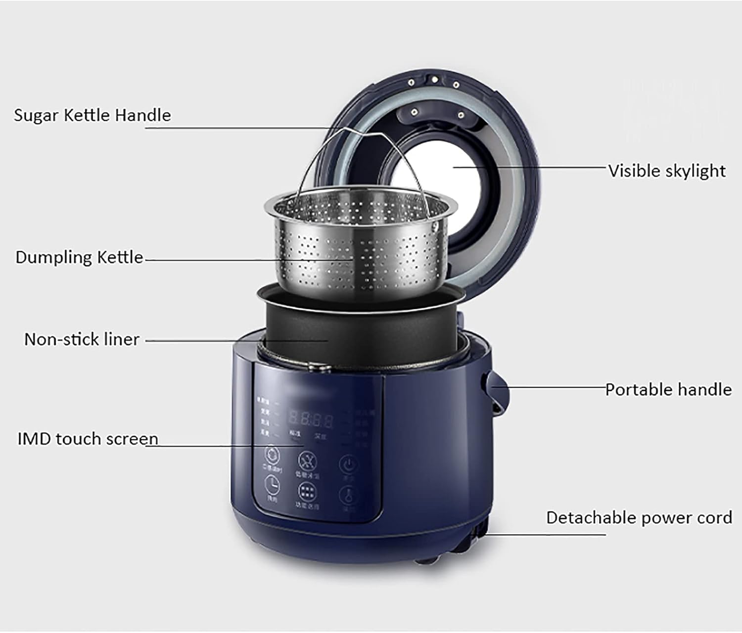 zsh Low-Sugar Rice Cooker (2L) Household Multifunctional Low-Sugar Rice Cooker, Separated Rice Soup, Non-Stick Inner Liner, for 1-2 People