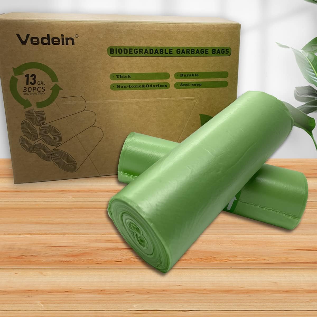 Vedein 13 Gallon Tall Kitchen Garbage Bags 30Count