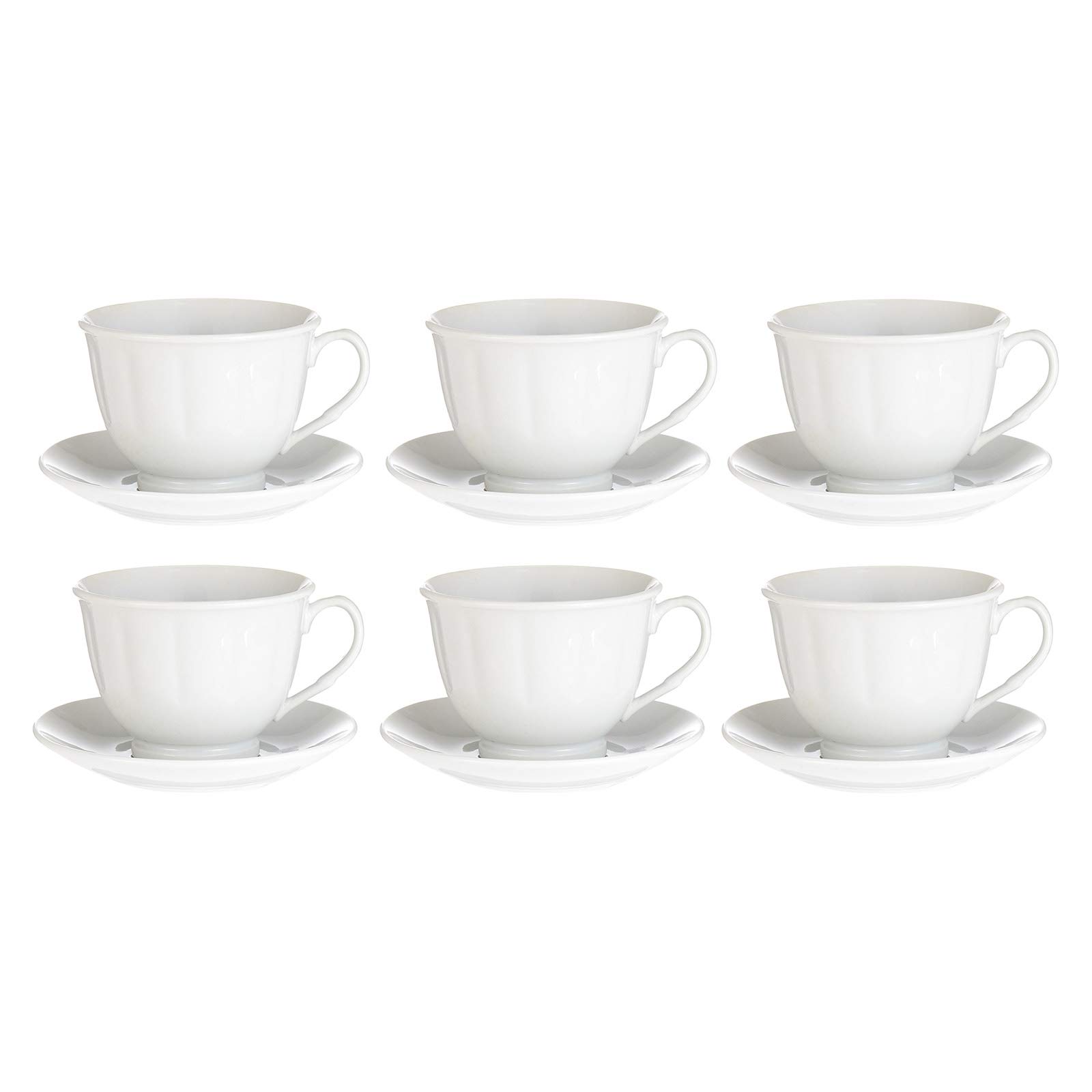 Harmony Cup and Saucer Set, 180 ml - 12 Pieces, White
