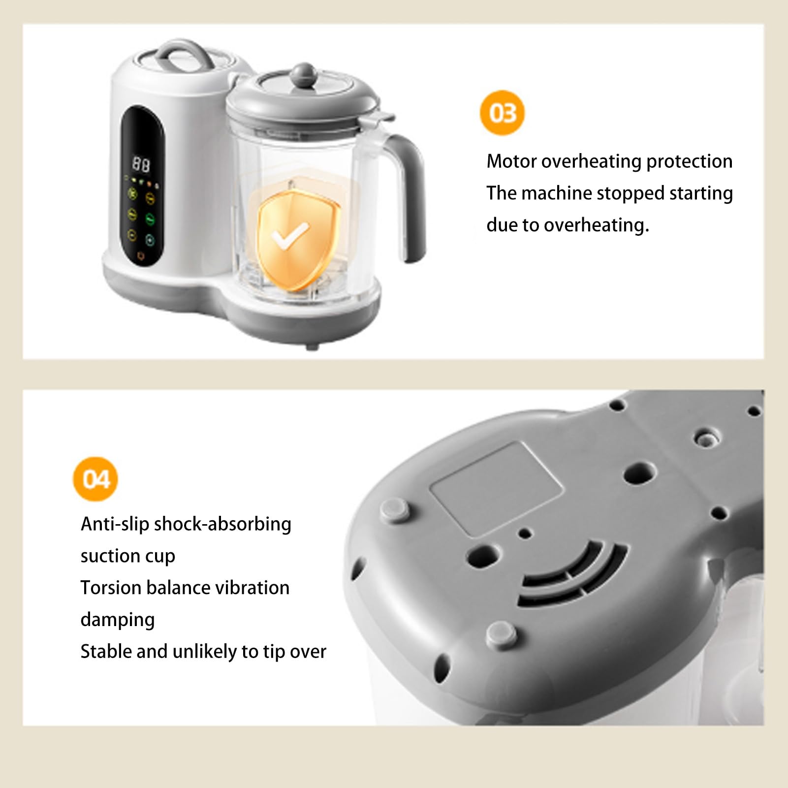 Máquina de alimentos para bebés, vaporizador y licuadora de alimentos para bebés, procesador eléctrico todo en uno, 450 W, acero inoxidable, máquina automática de puré, carne casera saludable de