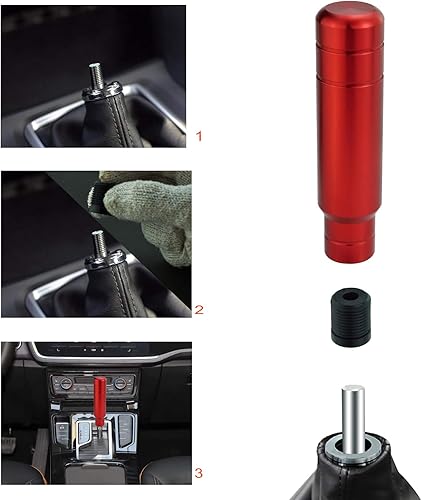 Vista 8 de Lunsom Pomos de palanca de cambios pesados, pomo de palanca de cambios de metal de aleación de aluminio manual y automático, manija de palanca