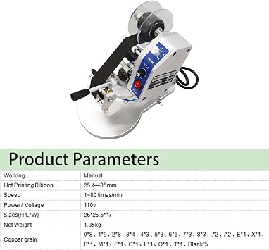 Coding Printer Manual Hot Stamp Ribbon Coding Machine for Printing Date Size on PT PE KT Plastic Bag