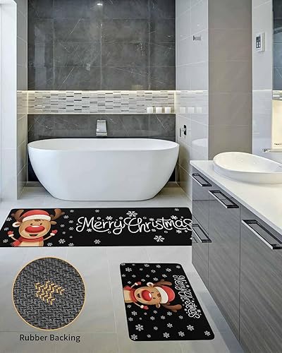 Miniatura 5 de Tapete de baño de Feliz Navidad, antideslizante, de secado rápido y absorbente, tierra de diatomeas, fregadero de cocina, lavable, tapete de