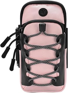 Bolsa impermeable para teléfono para deportes al aire libre con ranura para tarjetas, bolsa de brazo de viaje para montañismo, adecuada para almacenamiento de artículos deportivos al aire libre (rosa)