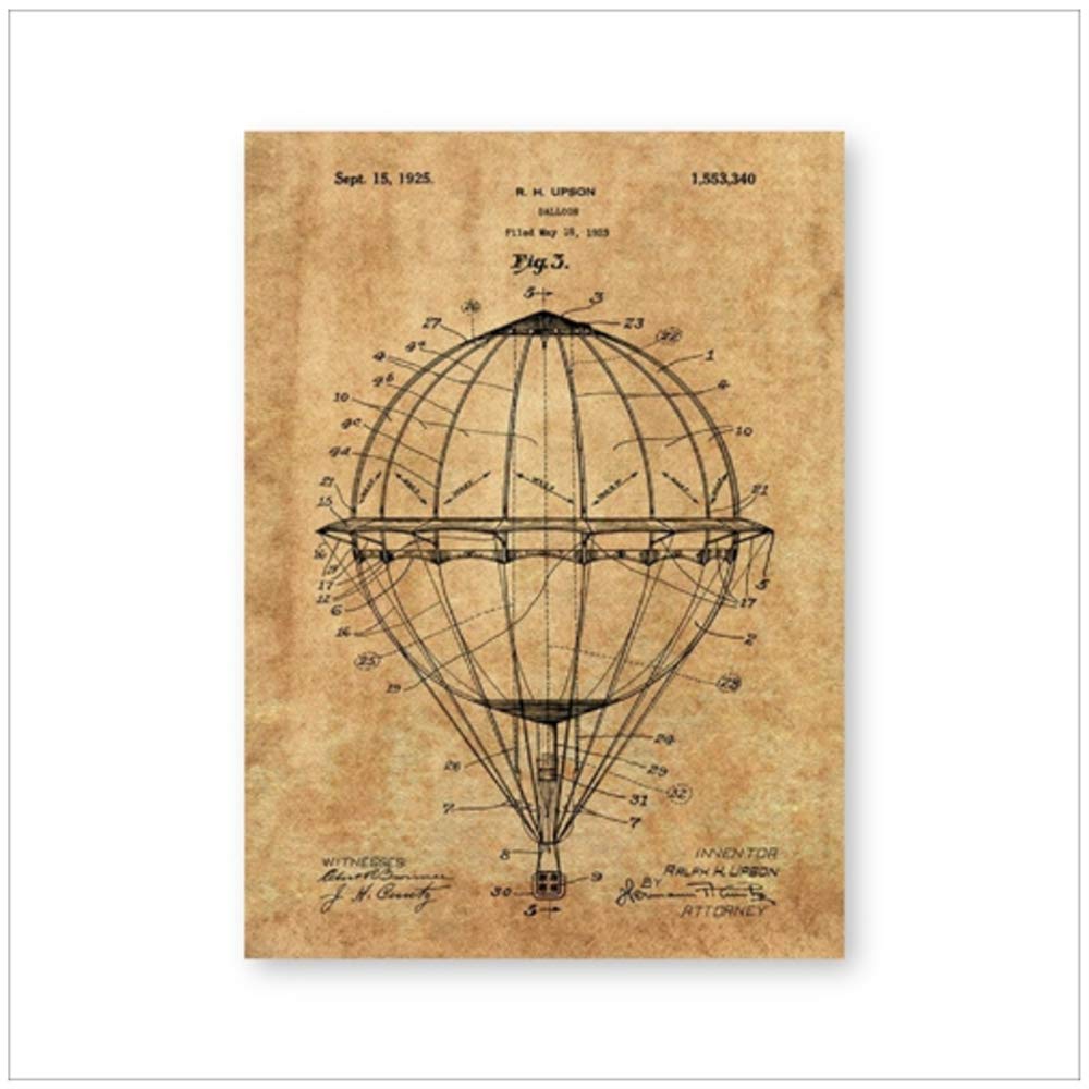 Idée Cadeau Aviation Tableau Montgolfière Rétro Poster Encadré pour Anniversaire