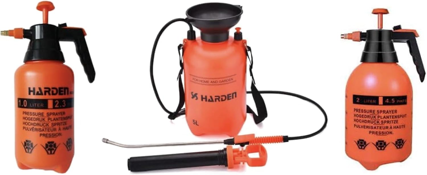 Garden Sprayer Bundle – 0.26 Gal (34 oz), 0.53 Gal (68 oz) & 1.32 Gal (169 oz) Pressure Sprayers – Stainless Steel Pump Rod & Durable Copper Nozzle – Multipurpose for Gardening, Cleaning & More