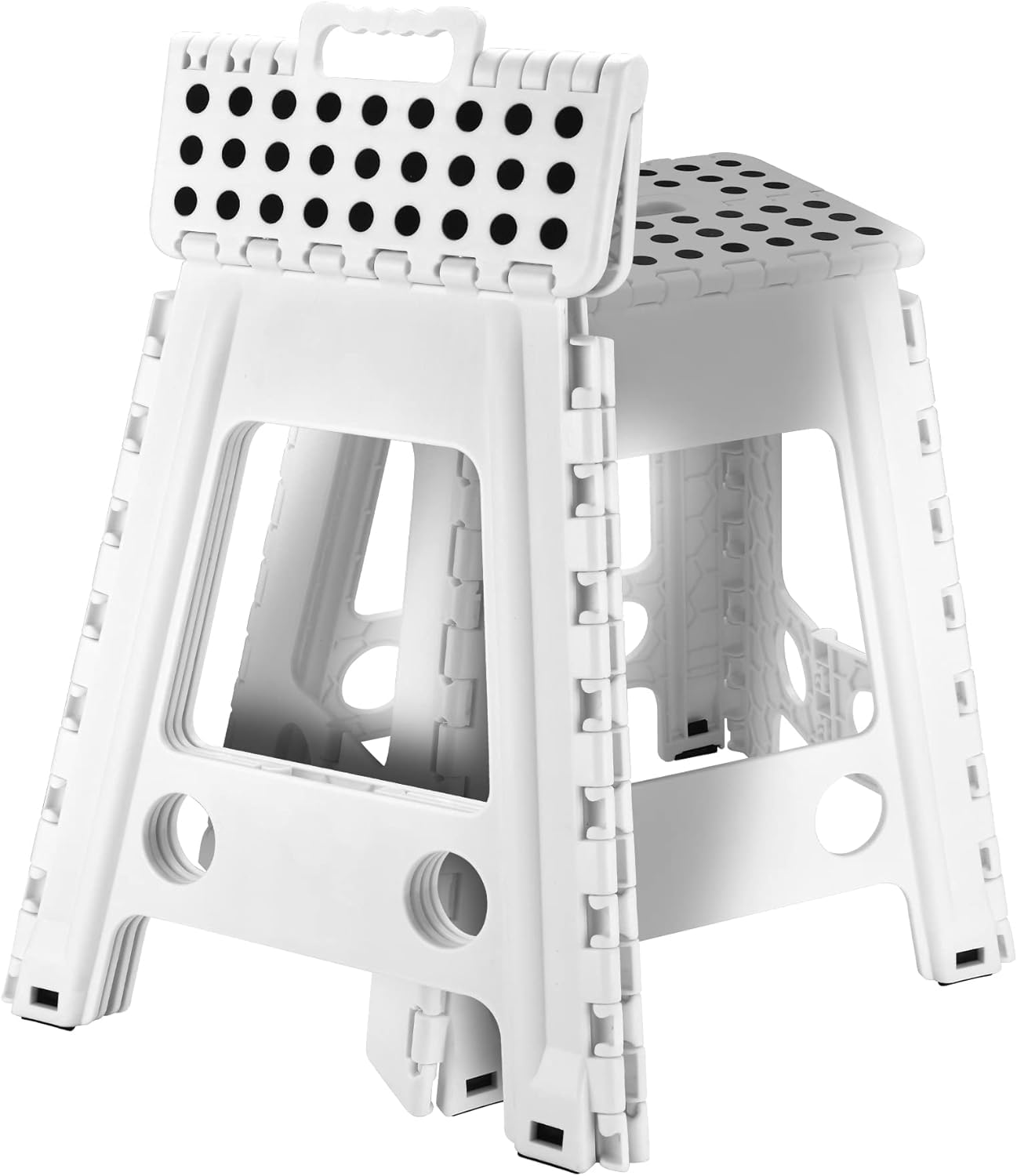 Folding Step Stool, Heavy Duty Plastic Foldable Step Stool Lightweight Foot Stool with Portable Handle, Compact Plastic Foldable Step Stool for Bathroom,Bedroom, Kitchen