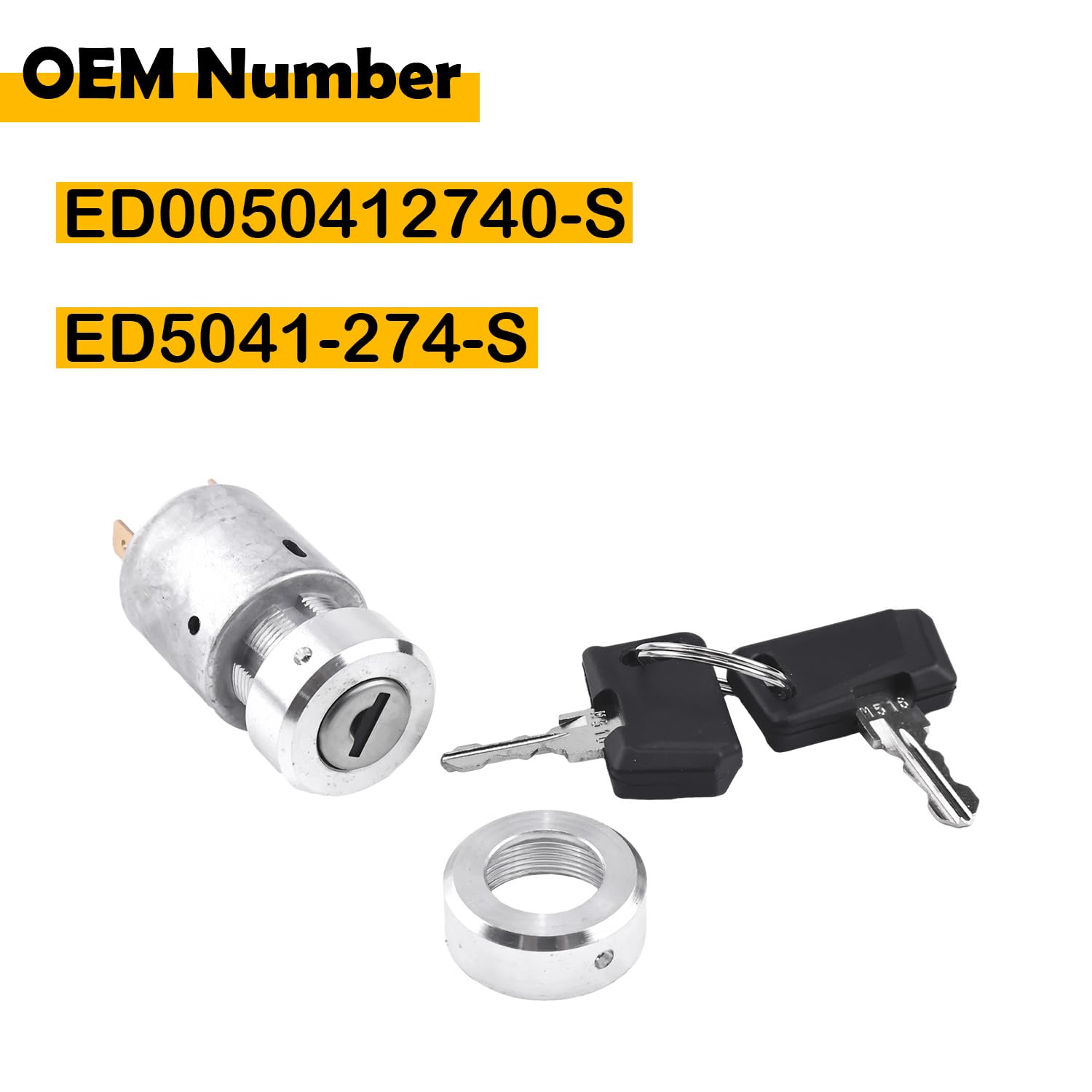 Ignition Key Switch ED0050412740-S Compatible with Kohler & Lombardini Diesel Engines, Replacement for Kohler 11K750 11K751 KD440-2001 KD6252-1001B Generator Key Switch with 2 Keys