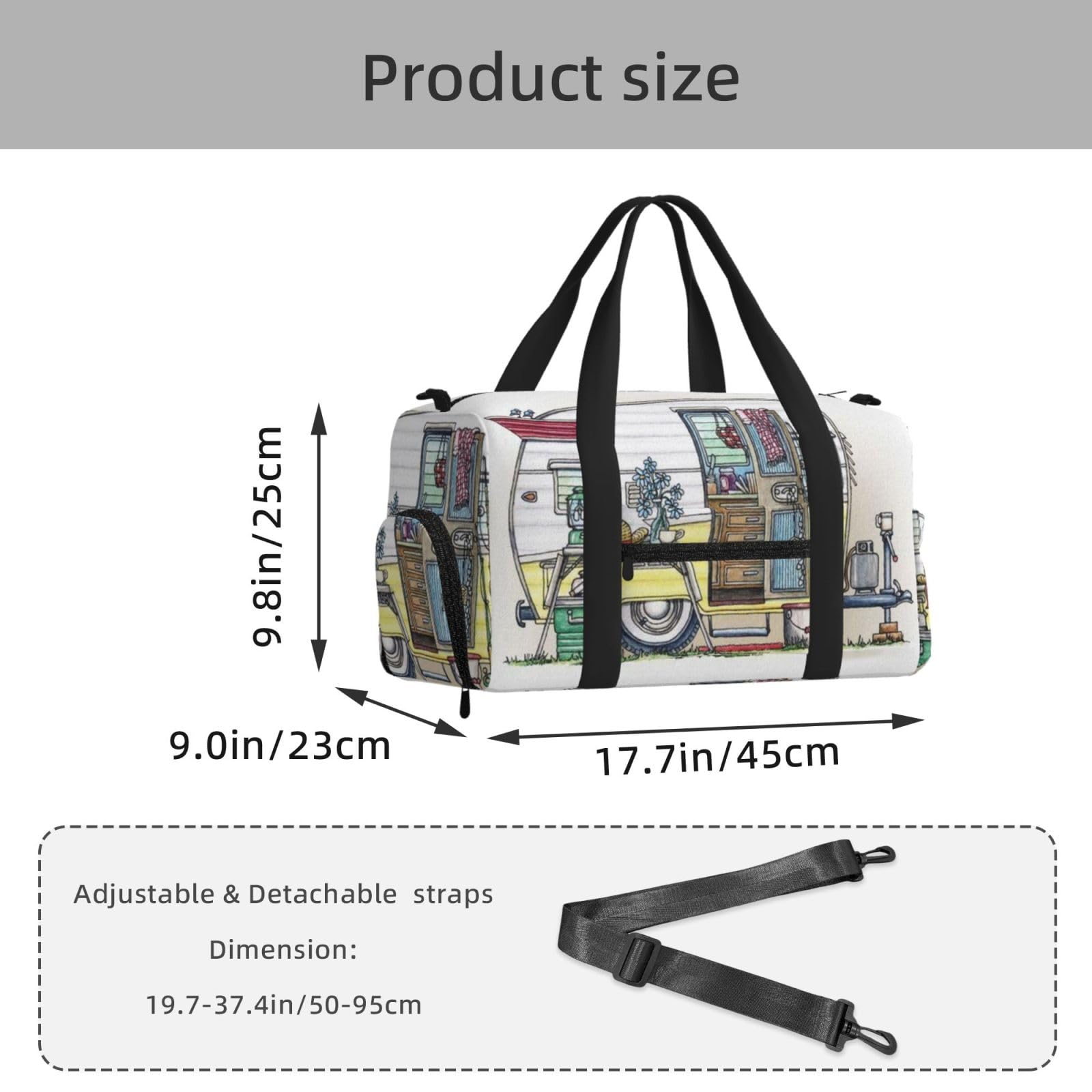 Happy Campers Drukowana Ręczna torba sportowa crossbody Torba podróżna