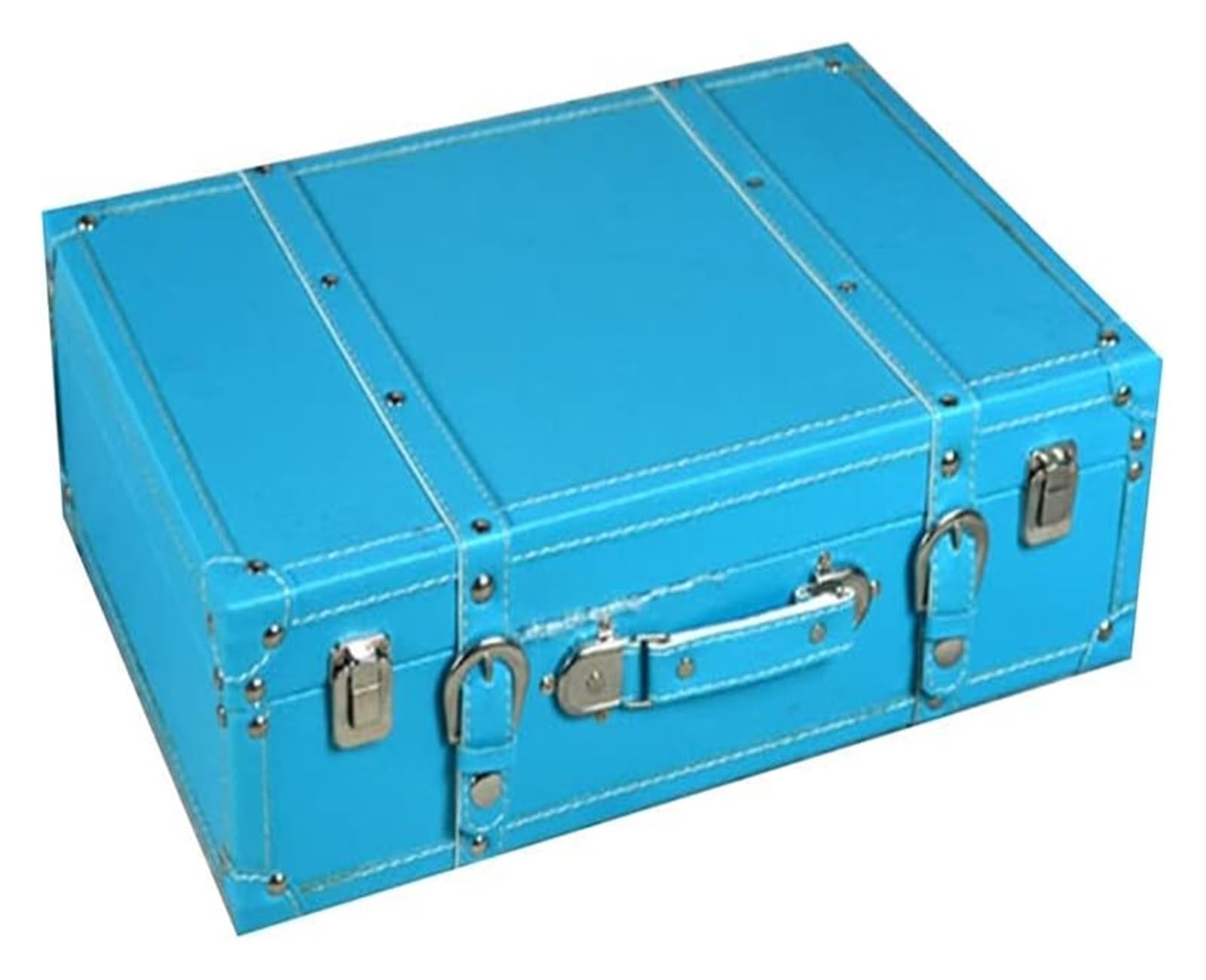 Boîte de rangement en bois valise rétro blanche de 45x30x13 cm pour vitrine
