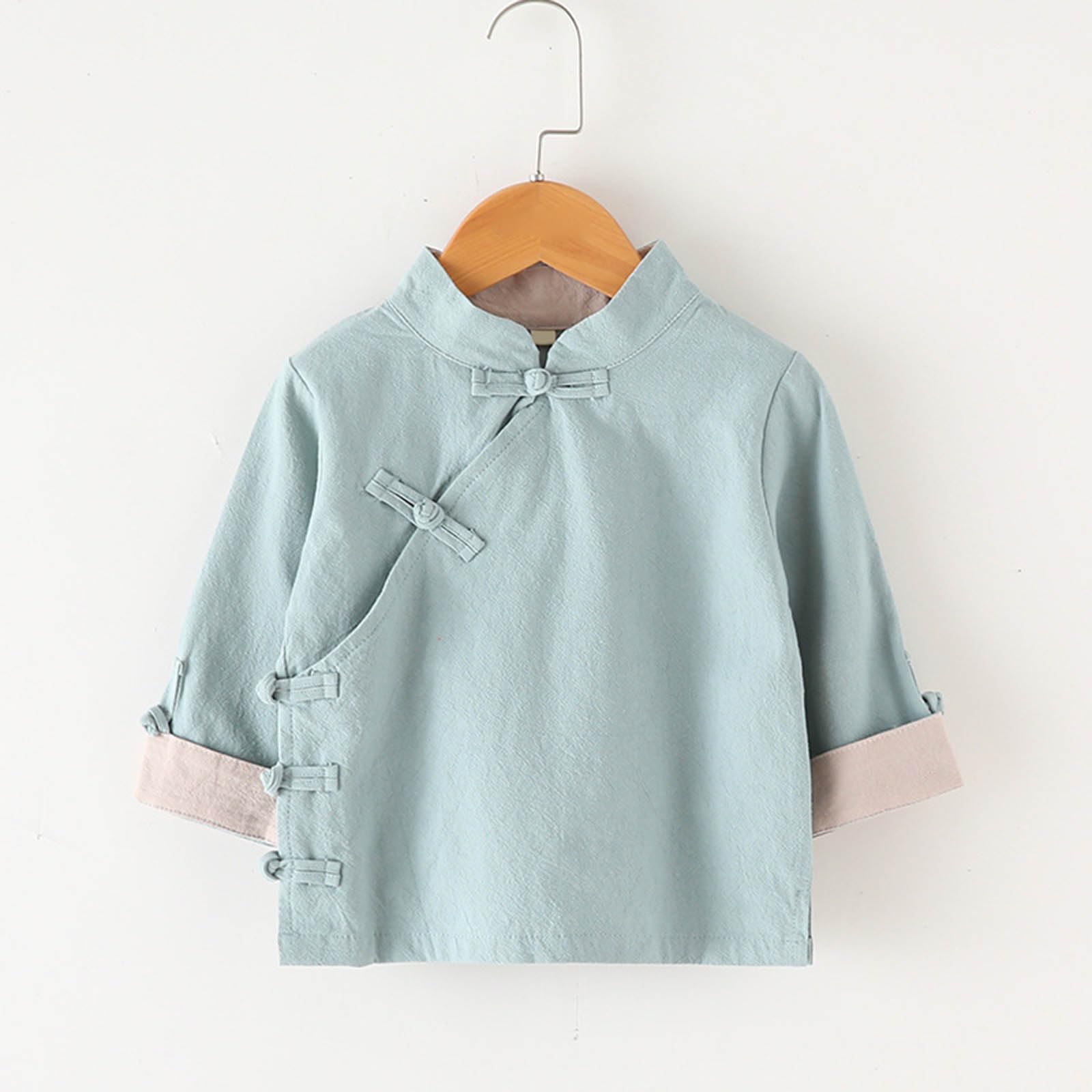Générique Tenue traditionnelle pour enfant garçon et fille, vestechinois classique en tissu coton lin léger confortable, loisirs, anniversaires, fêtes et toutes occasions festives familiales