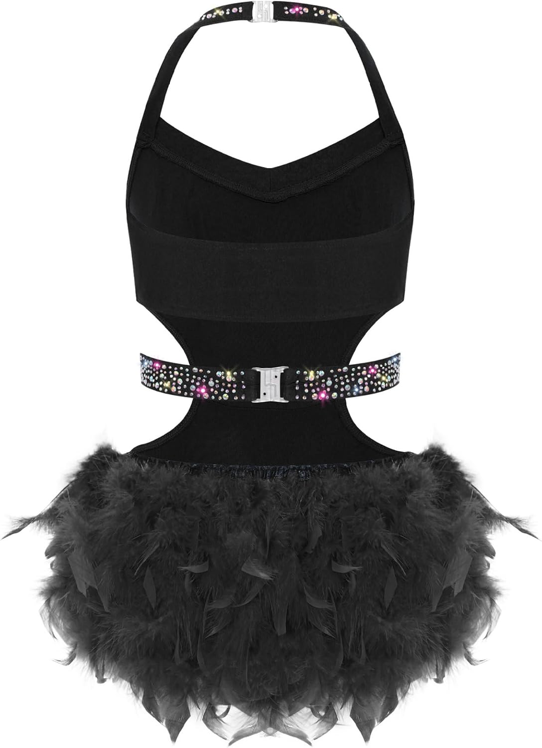 DINORMIN Big Girl's Sequins Tulle Skirted Leotard Ballet Unitard Figure Skating Jumpsuit Gymnastics Dance Costume