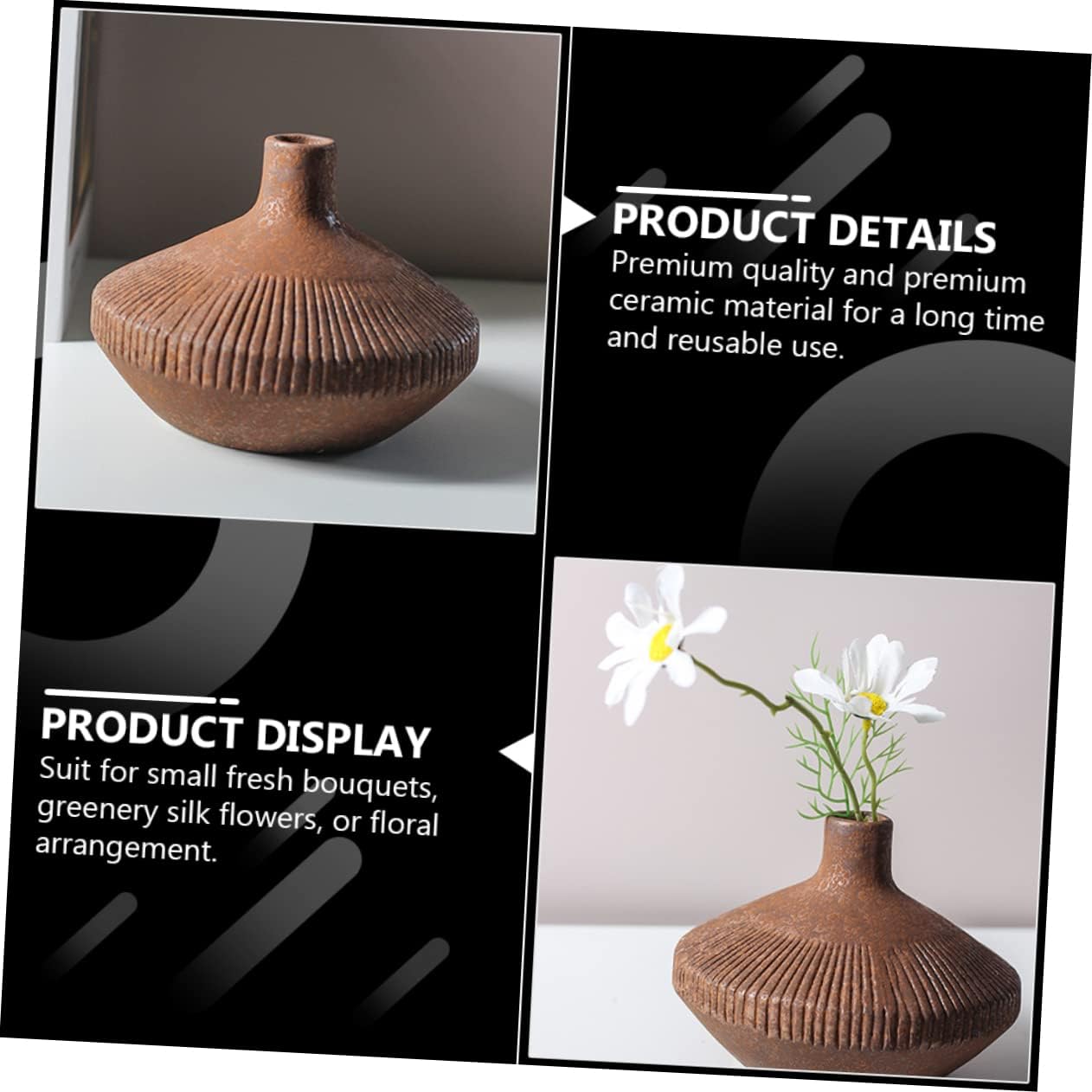 1Pc Vintage Style Vase Retro Storage Holder for Home Decor Elegant Design for Floral Arrangements for Living Room and Office Decoration