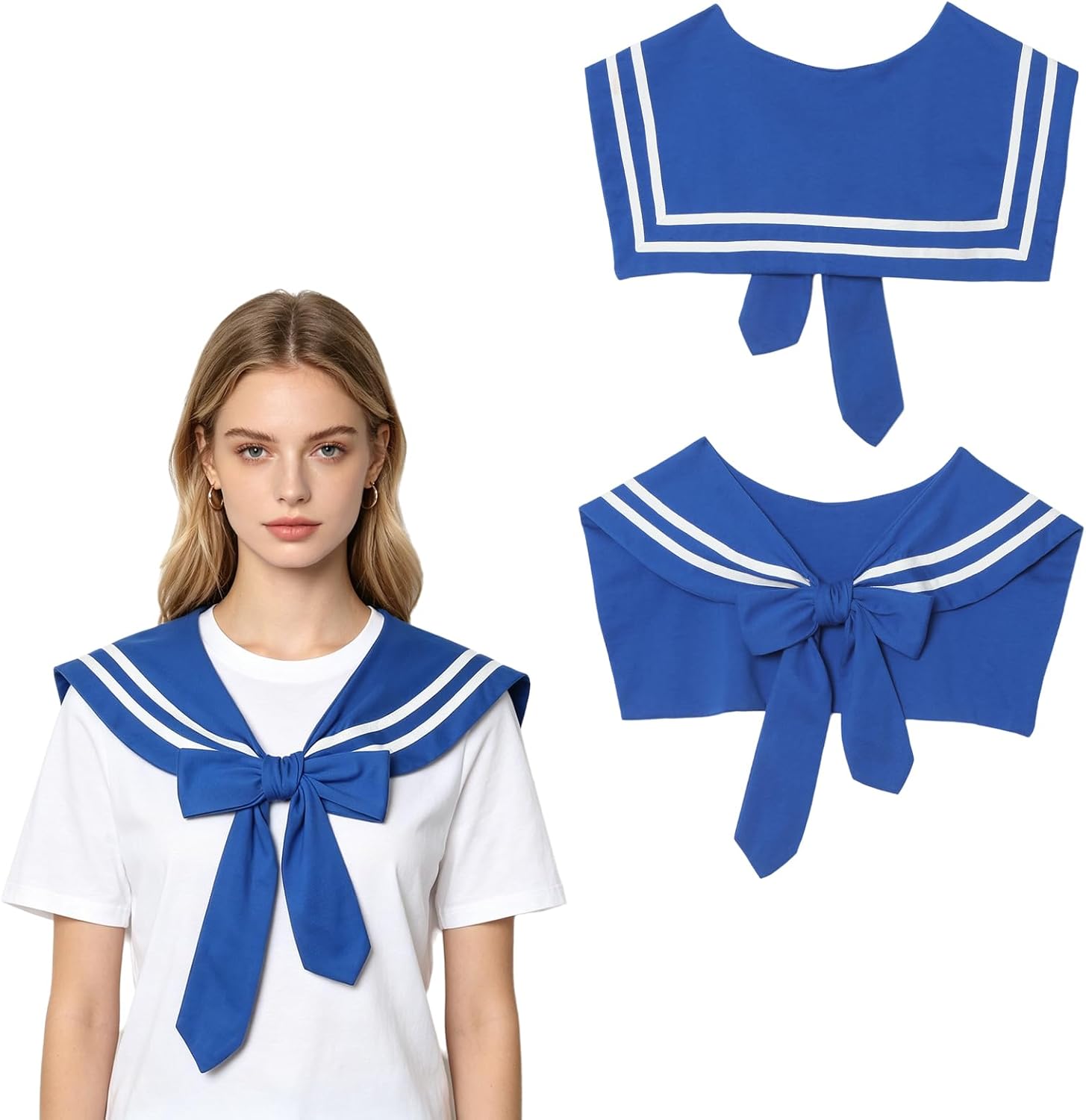 ACSUSS Sweet Navy Style Shawl Wrap Fake Collar Necklaces Lightweight Sailor Uniform for School Daily Wear