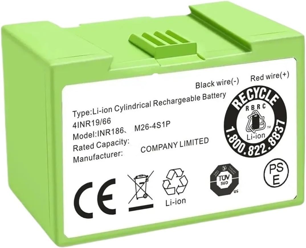 14.4V Robot Vacuum Cleaner Battery Spare Parts, Compatible With Roomba E And I Series I4 4150 I4 4624864 I7 E5 7150 7550 I3 3150 I3 3550，Clean The Parts(5000mAh)