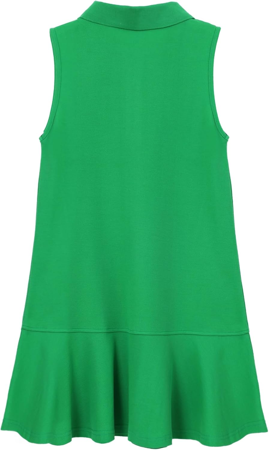 Women's Sleeveless Polo Dress Ruffle Hem Lapel V Neck Summer Shirt Mini Dresses - Image 4