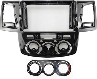 9 Inch Car Fascia Radio Panel Compatible for Toyota Hilux, Vigo, Fortuner 2005-2010 Manual A/C Dash Kit Facia Console Plate Adapter Trim