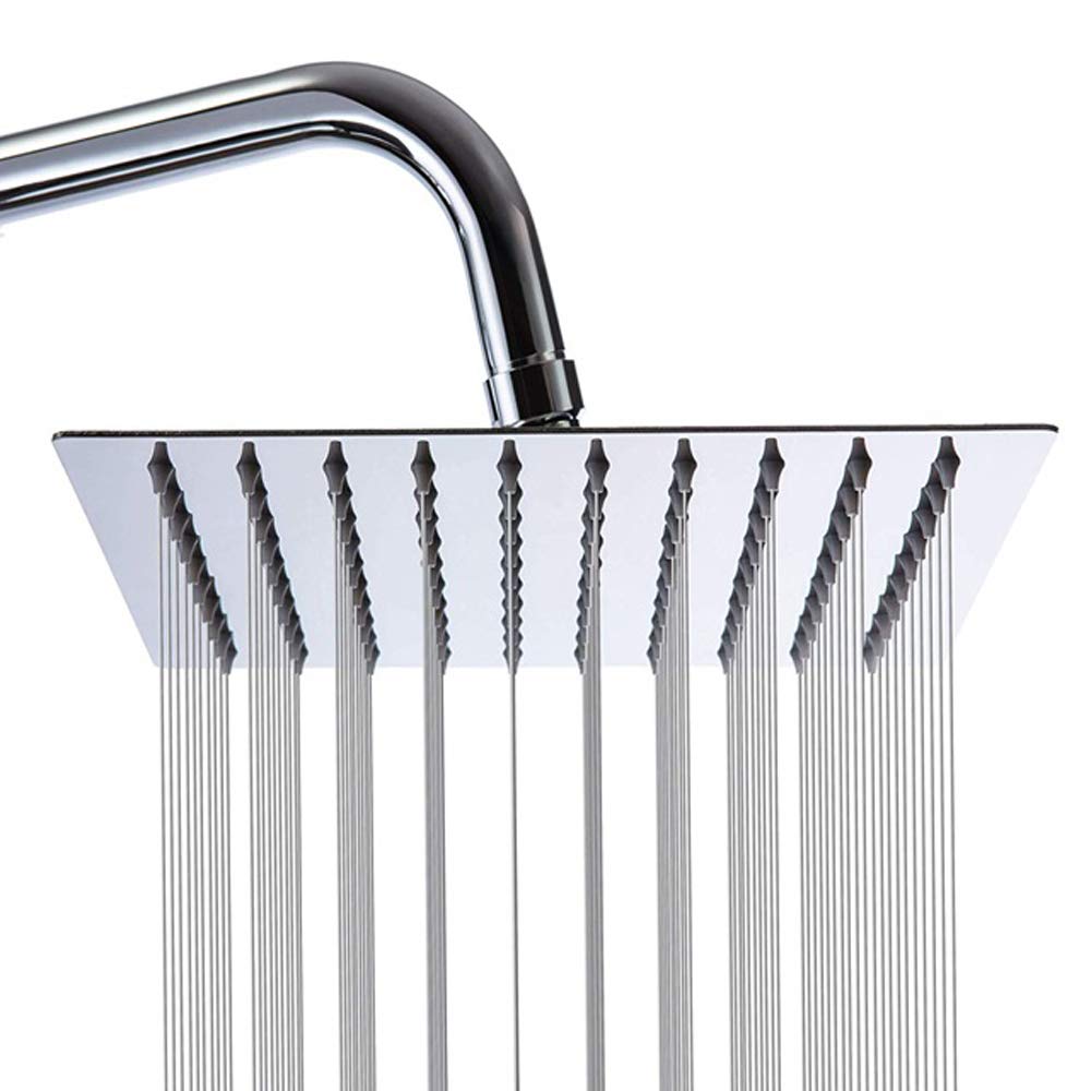 MLD 8X8 ultra slim square rain shower Stainless Steel 8 inches 20 cm for bathroom Without shower arm Silver, Chrome Finish