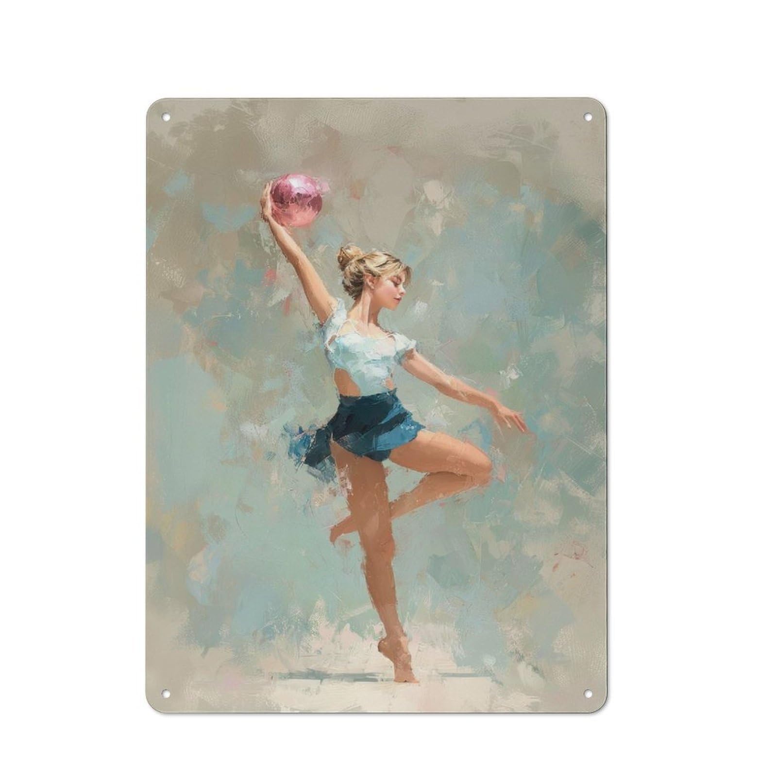 Junmoney Gymnast With Ball Painting Gymnastics Room D Shed Metal Sign With Ecor Design 40X30cm, Outdoor Room Shed Wall Decor For Shed, Garden Room, Porch Or Garage