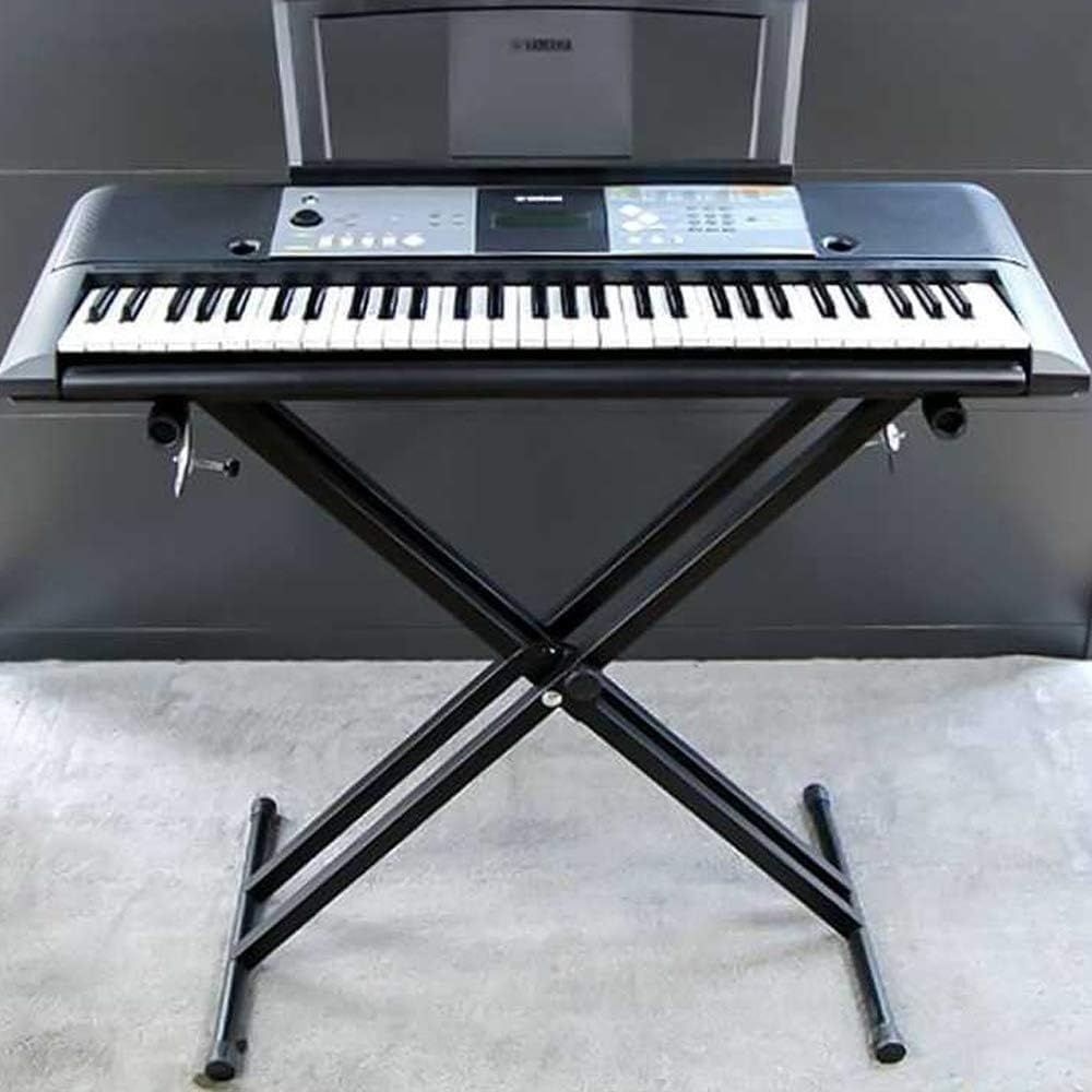 KingSaid Support pour clavier réglable en hauteur de 49 cm à 97 cm, pliable, type X, double renfort, pour claviers et pianos numériques (Barres parallèles)