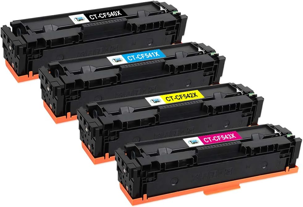 Cartridge Replacement for HP 203X 203A CF540X CF541X CF542X CF543X CF540A Toner and HP LaserJet Pro M254dw M254nw, MFP M281fdw M281fdn, HP Color LaserJet Pro MFP M280nw Pack of 4