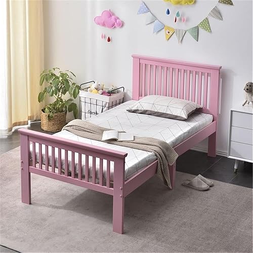 Miniatura 10 de Pemberly Row Marco de cama individual de pino con plataforma de madera maciza moderna, color rosa