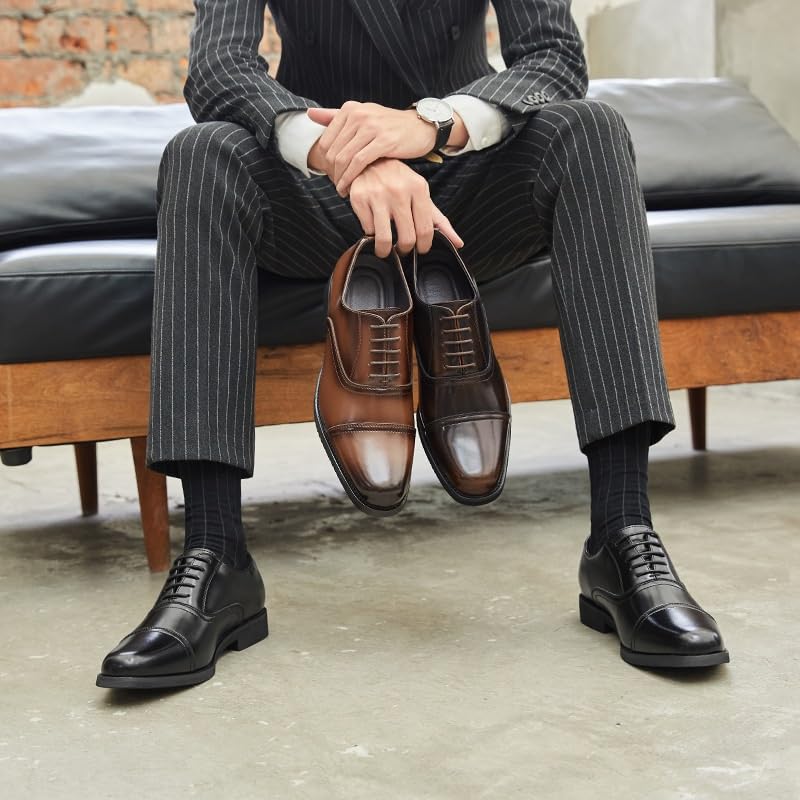 Men's Fashion Orthopedic Shoes Breathable Lace Up Shoes for Business Office Wear Mens Casual Retro Wedding Work Shoes(Brown,7)2