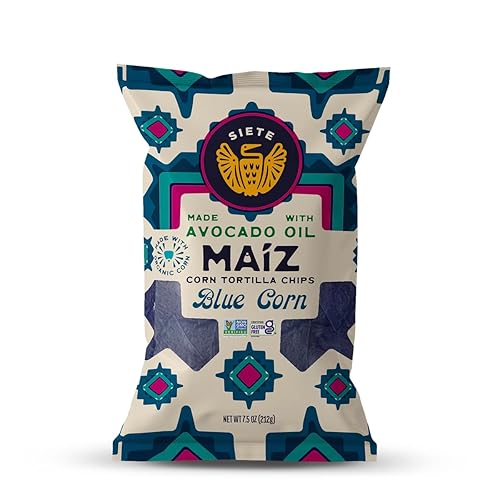 Siete Maiz Totopos Chips de tortilla de maíz | Maíz azul | Sin gluten | Snacks veganos | Sin OMG y chips de maíz orgánico | Hecho con aceite de