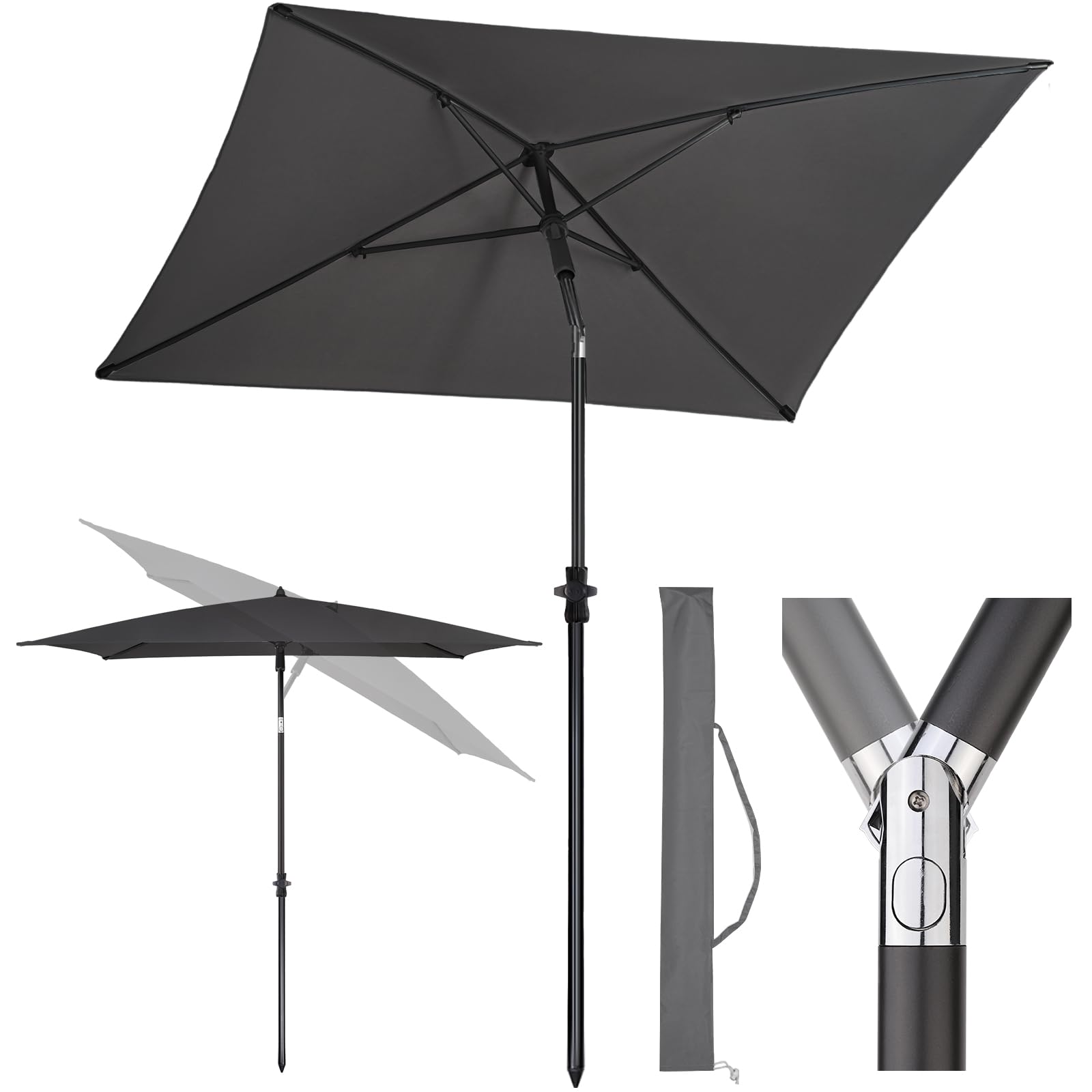 Sombrilla de terraza rectangular con acabados de alta resistencia y tejido protector UPF50+ 8