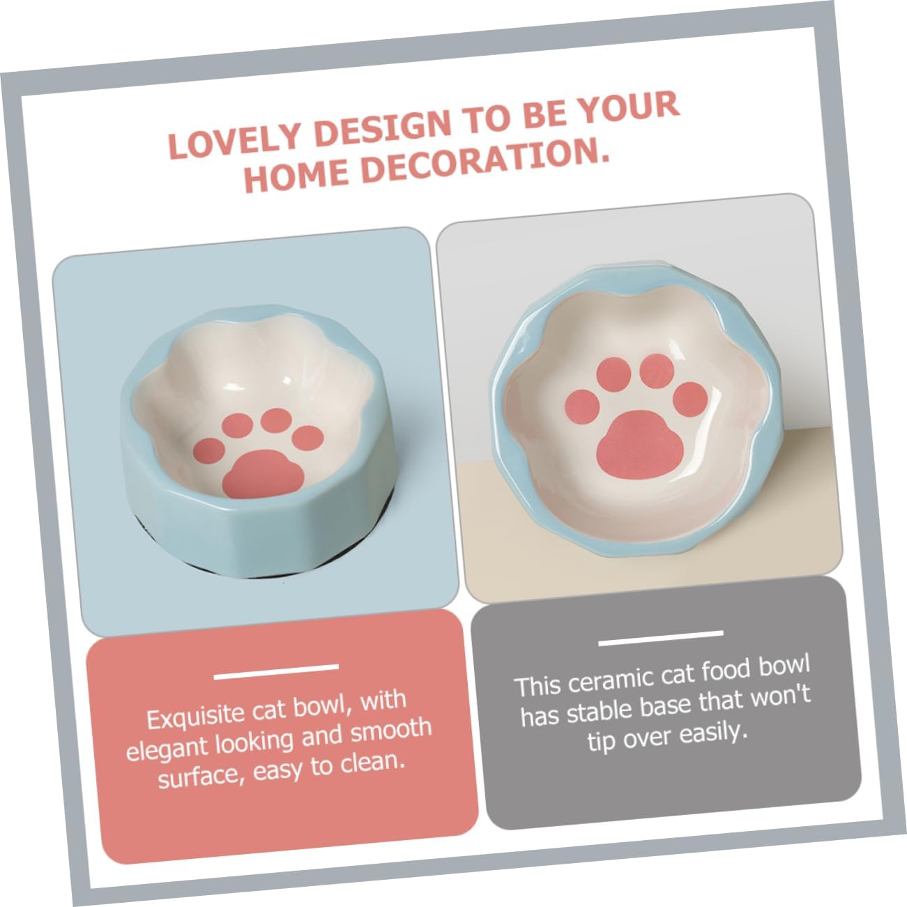 GALPADA Dog Cat Feeder Bowl Ceramic Pet Bowl Elevated Tilted Design Cat Food Pet Water Supply