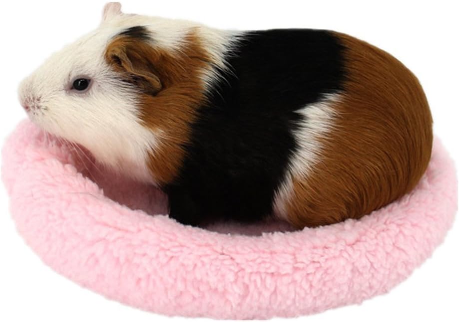EasonJ Hamster Bed Round Warm Sleep Mat Pad for Hamster Hedgehog Squirrel Guinea Pig Small Animals (S, Pink)