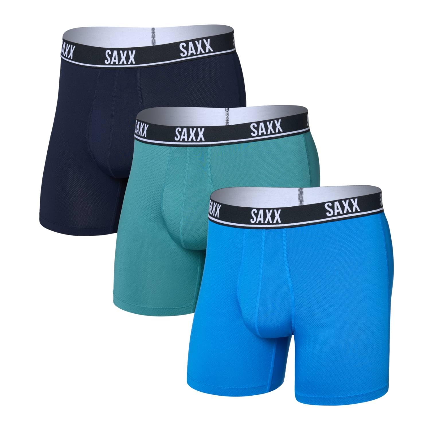 SAXX Underwear Co Mens Essential Performance Mesh Boxer Brief Fly 3-pack