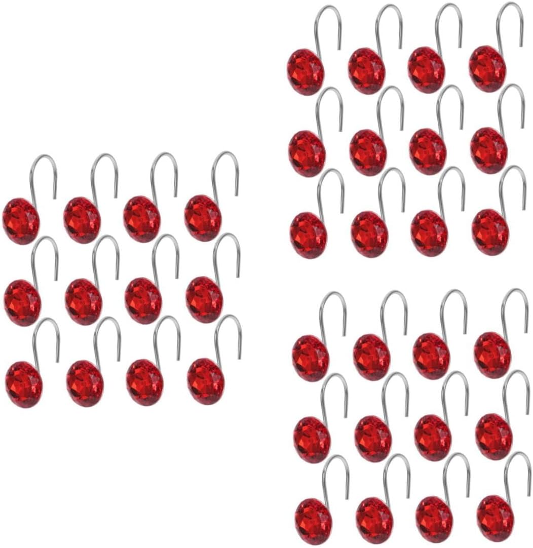 Cabilock 3sets Acrylic Bead Shower Curtain Hooks Decorative Hangers for Bathroom Dorm Compatible with Shower Curtain Rods Unique Elegant Design for Stylish Decor 12pcs*3
