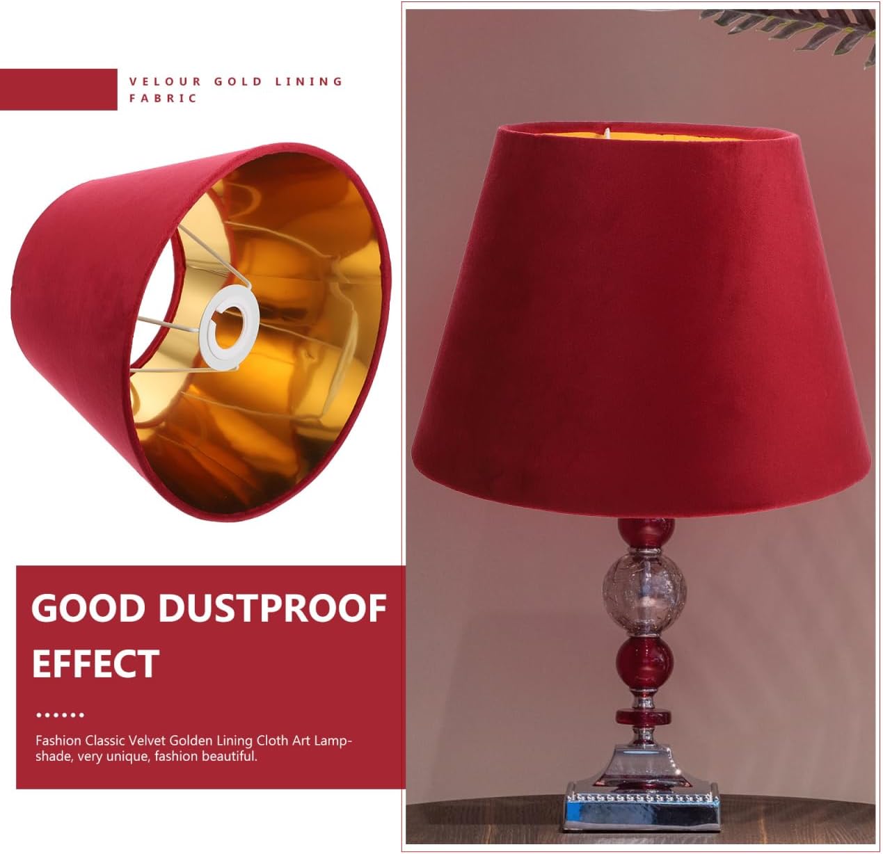 DOITOOL E27 Lamp Shade for Table Lamp, Red Lamp Shade, Barrel Cloth, Small s for Floor Light Ceiling Light Covers, Replacement for Bedroom Living Room Decor
