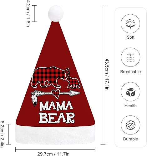 Miniatura 2 de Sombrero de Navidad de búfalo a cuadros rojos, sombrero de Papá Noel, divertido sombrero de Navidad, sombreros de fiesta de vacaciones para