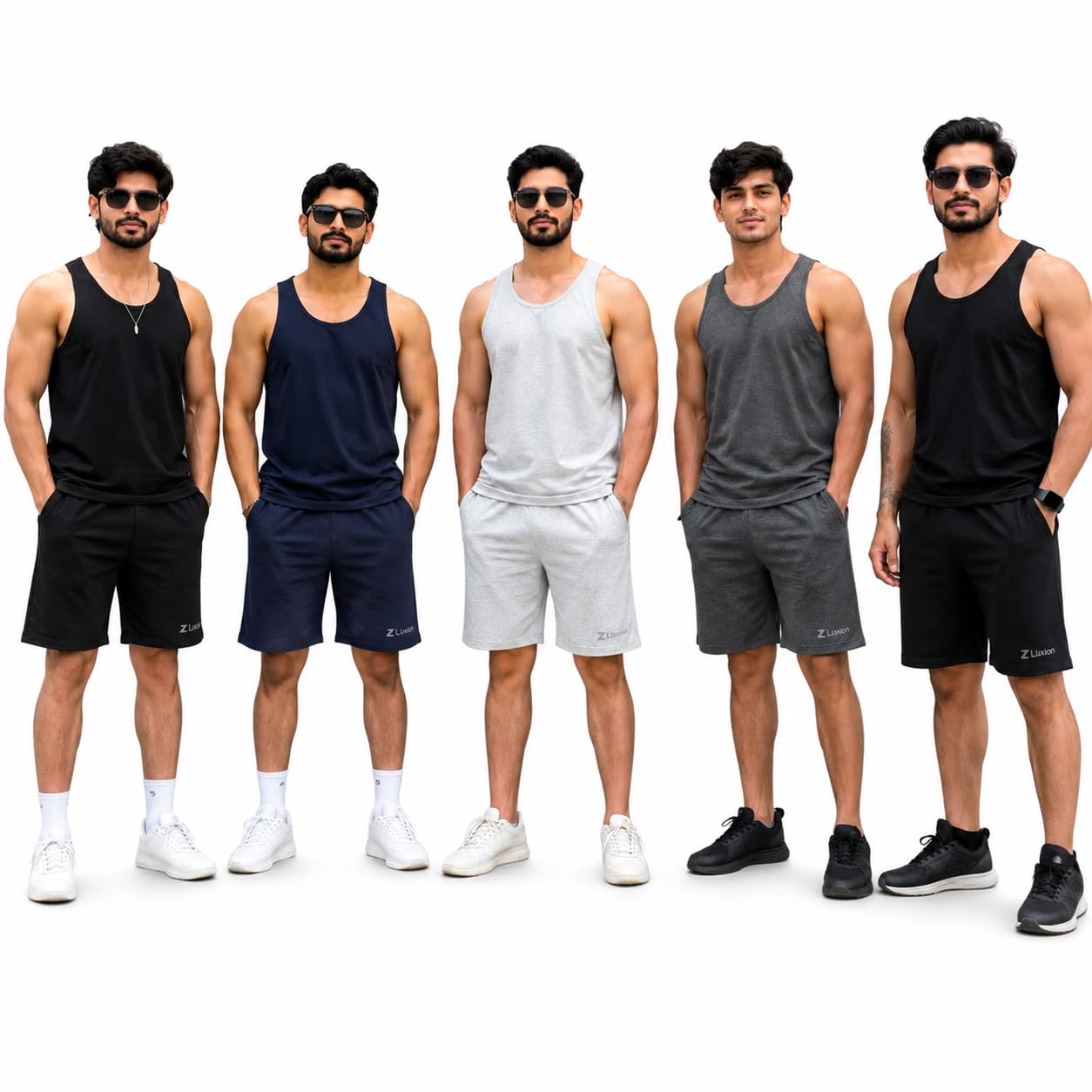 Men’s Solid Shorts Pack of 5 | Soft Lightweight Lounge Shorts with Elastic Waist, Adjustable Drawstring & Side Pockets | Casual, Travel, Workout-picture-36