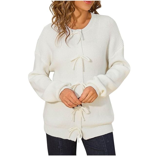 Slouchy Sweaters Cardigan Womens Cute Bow Button Down Cardigans Fall Fashion Clothes Chunky Knit Sweater Tops 2025