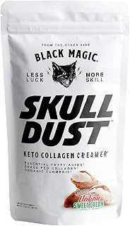 Black Magic Coffee Creamer - Grass Fed Collagen, Ghee, Omega, Protein, Caffeine & Turmeric - Keto & Paleo Friendly - Sweet Cream Flavor - 15.52 oz