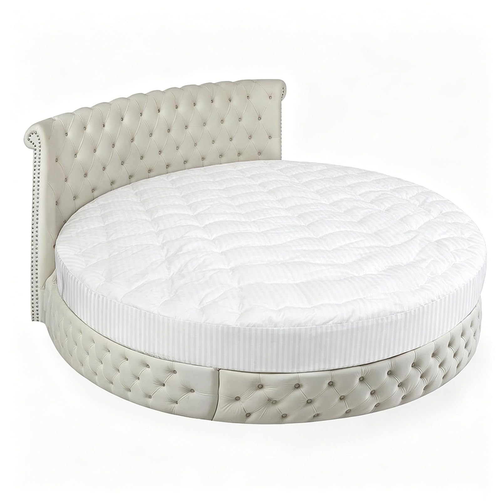 Protector de colchón redondo acolchado de 240 cm para cama circular 1