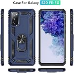 Pour Samsung Galaxy S20 FE Cas, Samsung S20 FE Cas avec HD Protecteur d'écran, [classe militaire 16ft. Drop Tested] Ring Shockproof Protective Phone Case pour Samsung Galaxy S20 FE,bleu