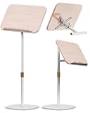 aboutool 2 in 1 Dual-use Floor Book Stand & Desktop Book Stand,Height Adjustable from 33-63in, Adjustable Book Holder with Elastic Page Clips for Music Scores, Recipe, Tablet, Laptop(White)