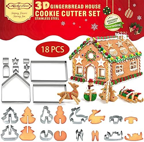 Christmas House Cookie Cutter Set Stainless Steel Cake Biscuit Cookie Cutter Mold DIY Baking Pastry Tool Bake Your Own Small Gingerbread House Kit,Haunted House (3D HOUSE)