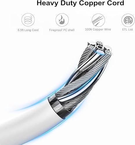 Miniatura 3 de Regleta de alimentación de enchufe plano, toma de corriente conmutada 13 en 1 con 10 tomas, 3 puertos USB, 6.5 pies, 13A3000 W, para el hogar,