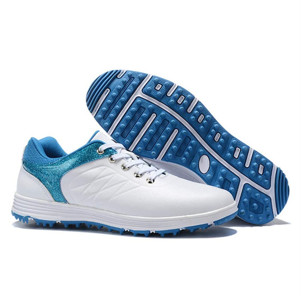 WJFGGXHK Men's Golf Shoes Waterproof Spikeless Golf Shoe Anti-Skid Lightweight Outdoor Golf Sport Sneakers,Blue,43 EU